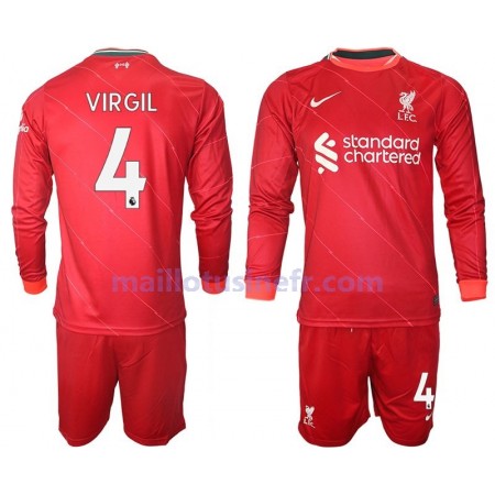 Maillot de Foot Liverpool VIRGIL 4 Domicile 2021-22 Manches Longues - Enfant